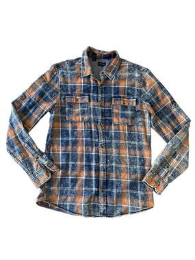 Buffalo David Bitton button down shirt Sajeeth style plaid blue cotton Medium